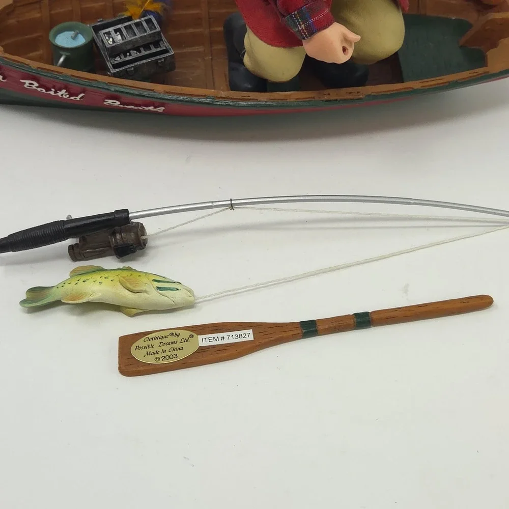 Possible‎ Dreams Clothtique Fishing Santa With Baited Breath Figurine 2003 Boat